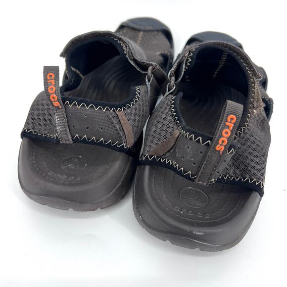 Crocs Mens Swiftwater Closed Toe Brown Mesh Hiking Outdoor Sandals Size 14